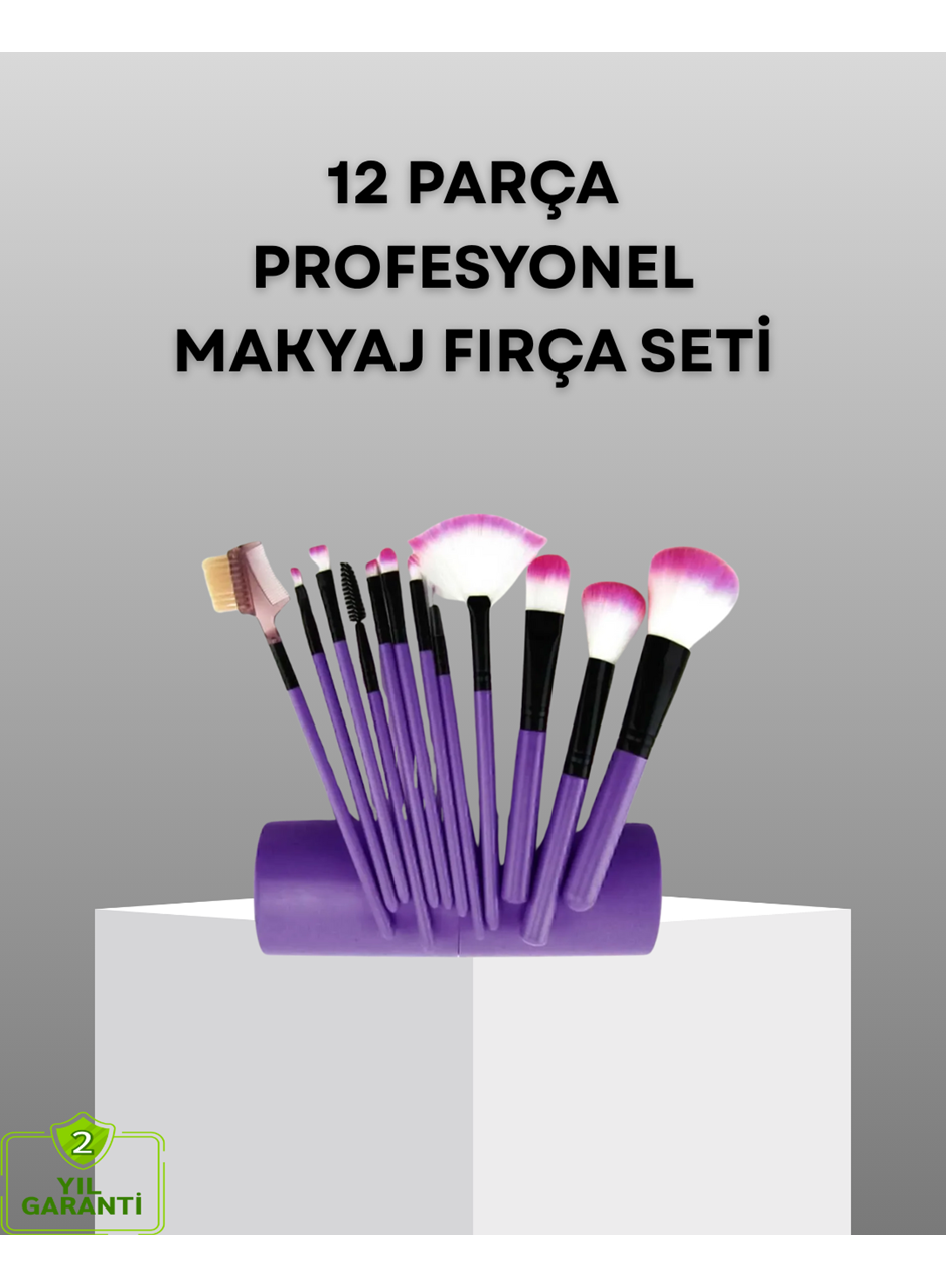 Ultra Yumuşak 12’li Makyaj Fırça Seti – Dökülme Yapmaz, Dalin Şampuan ile Temizlenebilir