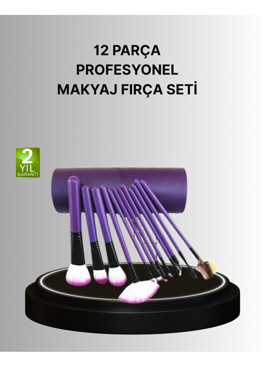 12’li Makyaj Fırça Seti Fondöten Allık Far Karıştırma İçin Tam Uyumlu