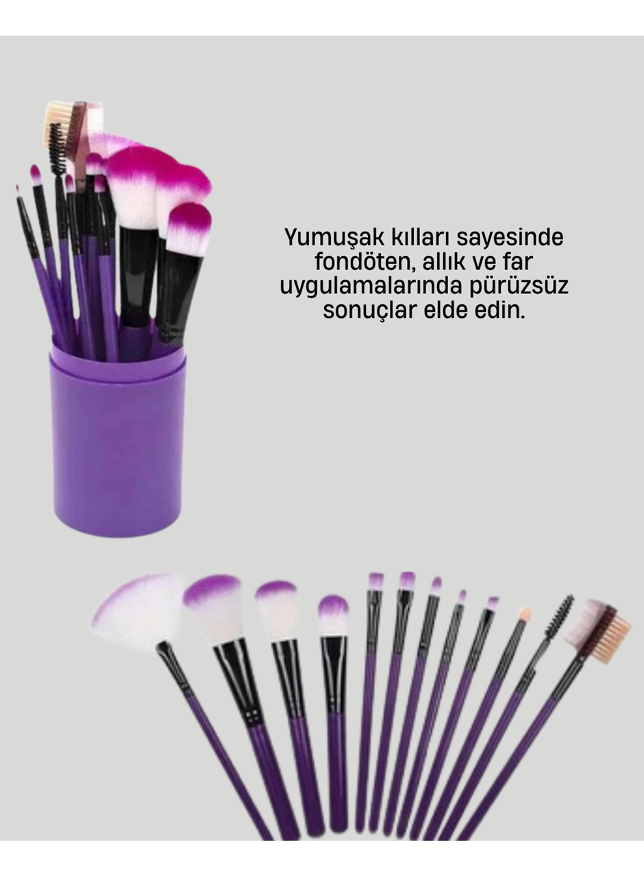 Kusursuz Makyaj İçin 12 Parça Profesyonel Fırça Seti Taşınabilir Kutu Hediyeli