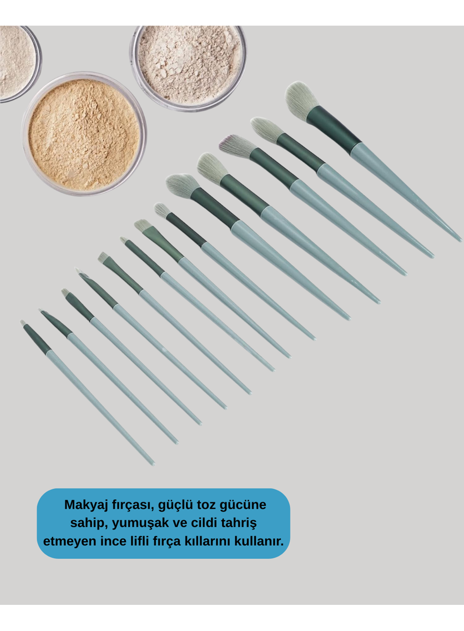 Göz Farı Allık Fondöten İçin Uygun 13'lü Makyaj Fırçası Seti Kompakt Tasarım