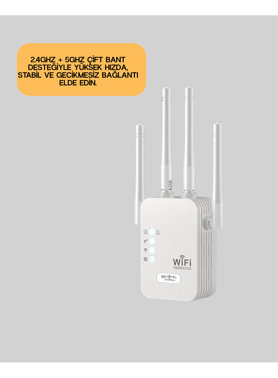 Çift Bantlı Otomatik Kurulum WiFi Repeater Menzil Genişletici