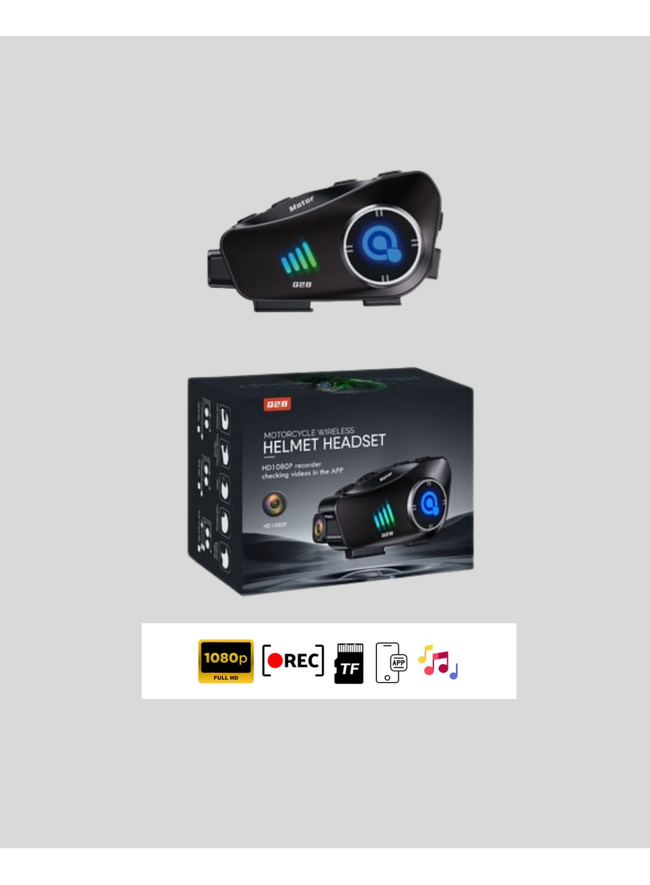 Q28 Full HD Kameralı Motosiklet Kask Kulaklığı – 45 Saat Müzik, IPX6 Su Geçirmez