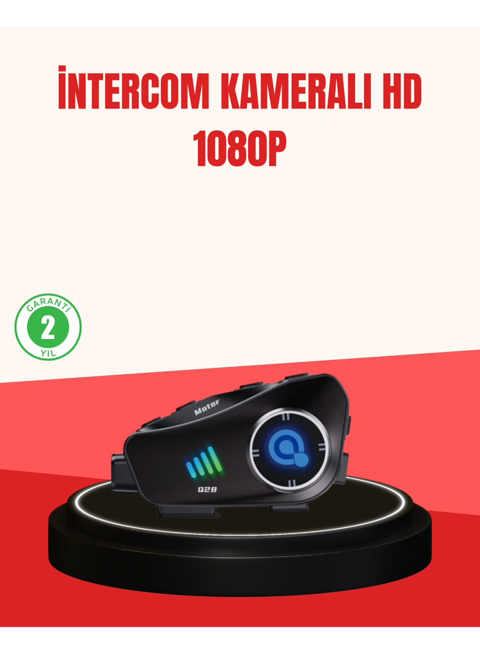 Q28 Kameralı Motosiklet Kask Kulaklık Bluetooth 5.3 Su Geçirmez 1080P HD