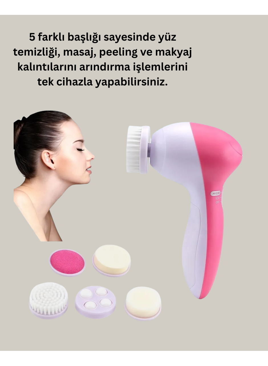 Derin Temizleme ve Masaj İçin 5 Başlıklı Yüz Cilt Bakım Aleti