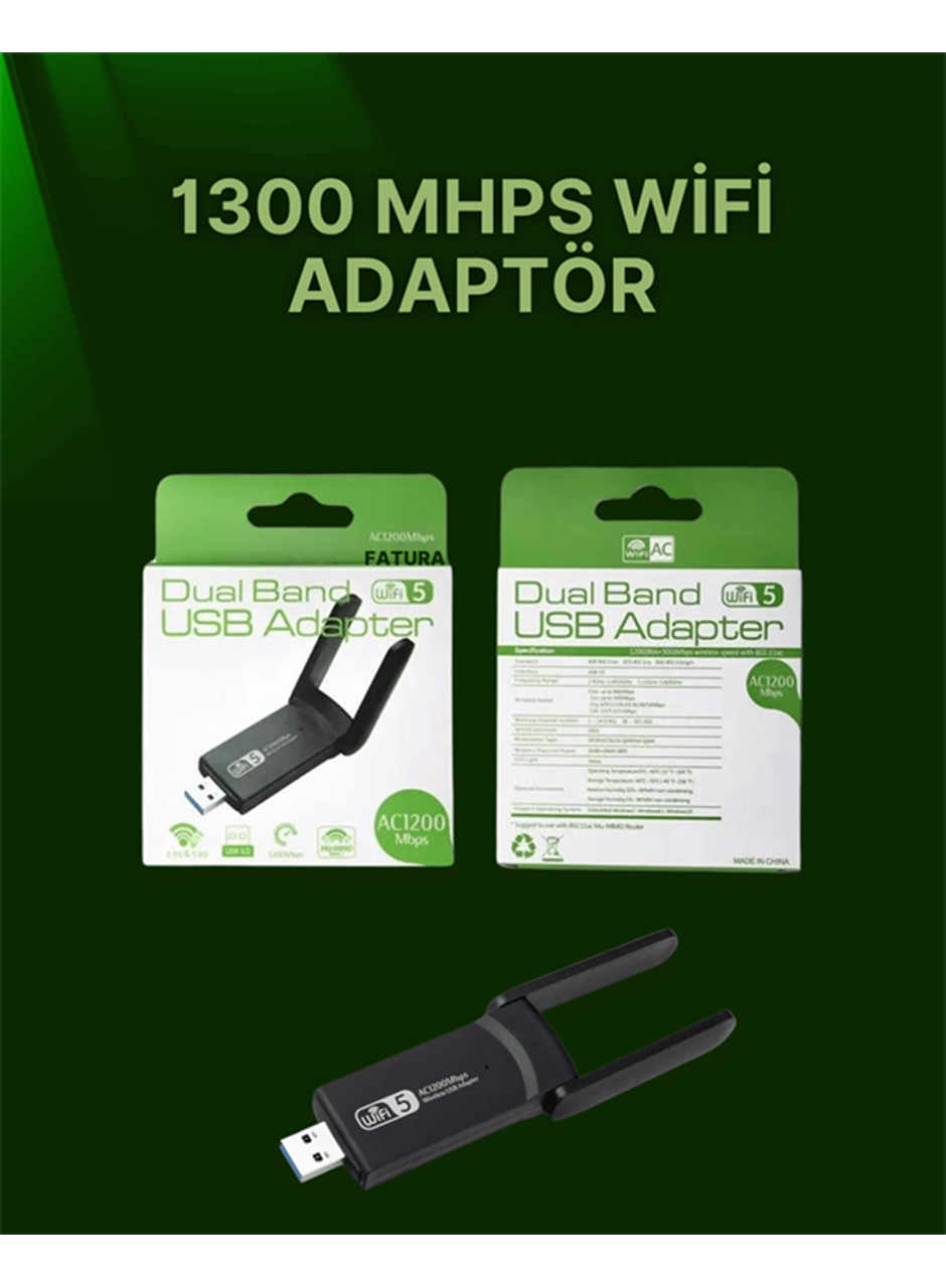 USB 3.0 Wireless Adaptör – 2.4GHz & 5GHz Destekli