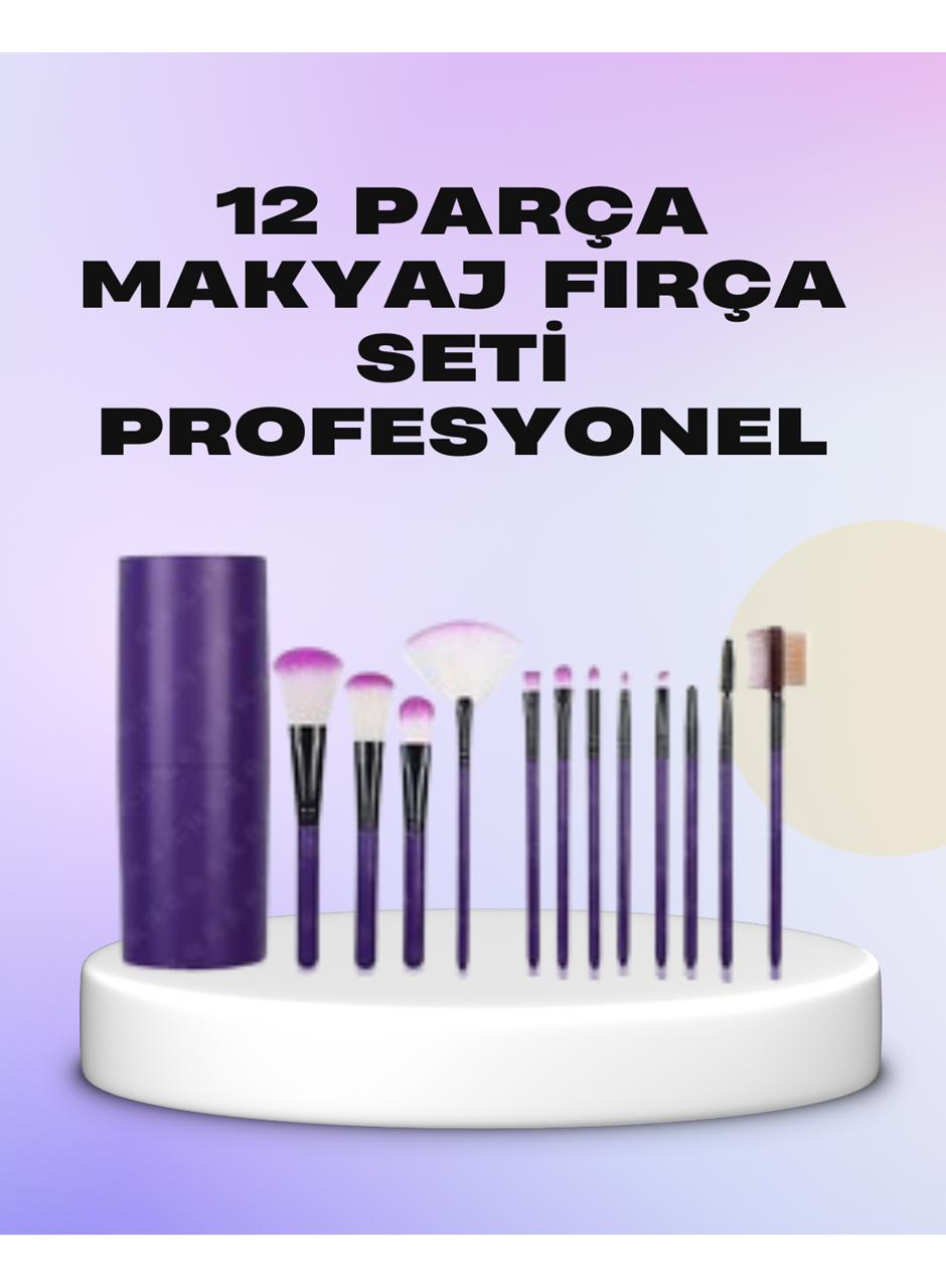 Ergonomik Saplı Fiber Kıllı 12'li Makyaj Fırça Takımı Göz ve Ten Makyajı İçin Uygun