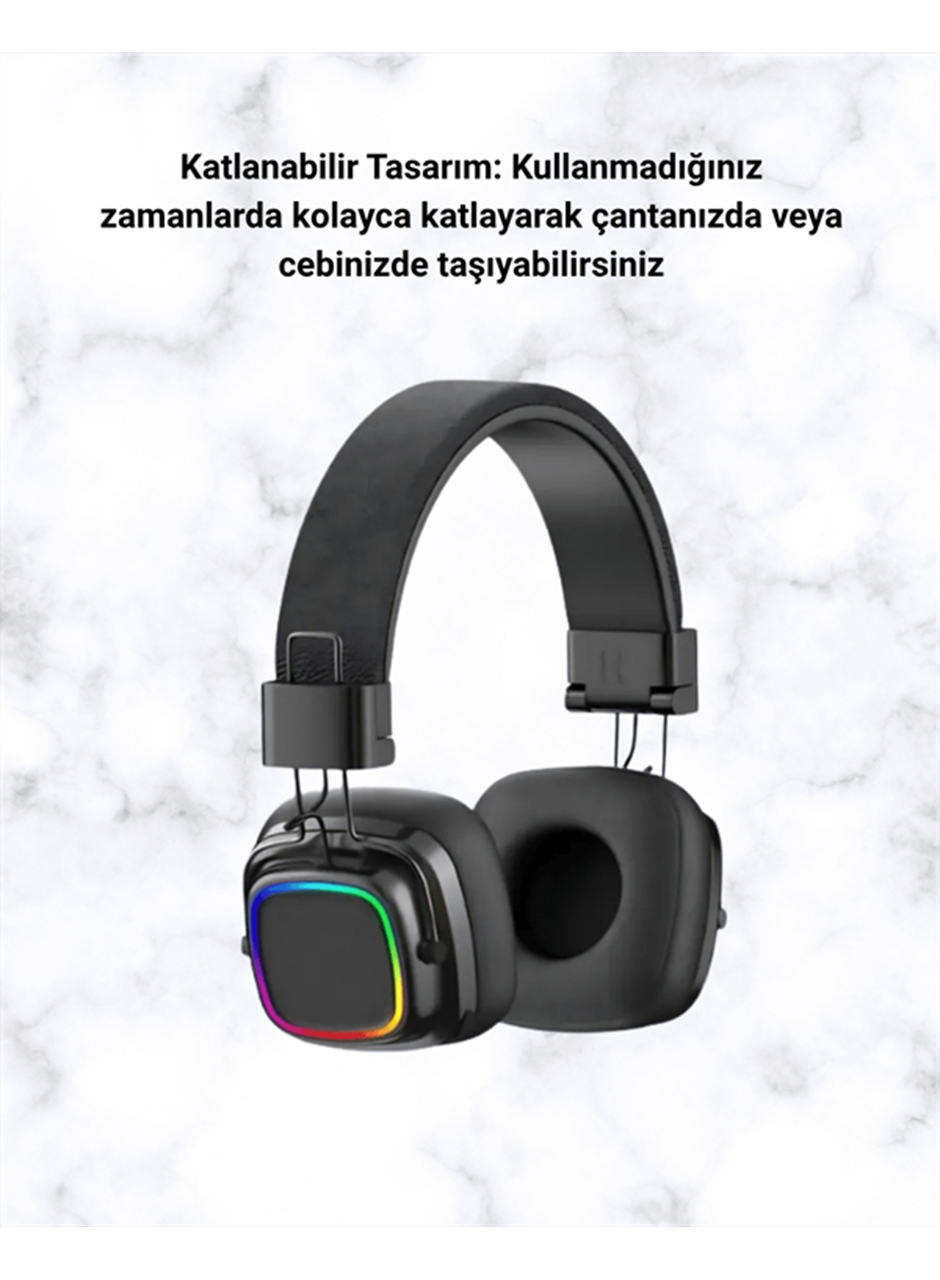 RGB Işıklı Katlanabilir Bluetooth 5.3 Kulak Üstü Kulaklık