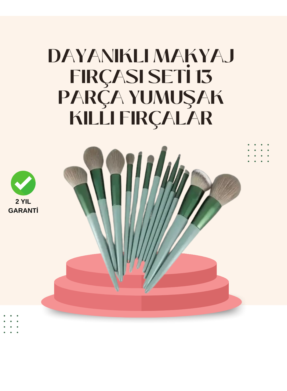 Göz Farı Allık Fondöten İçin Uygun 13'lü Makyaj Fırçası Seti Kompakt Tasarım