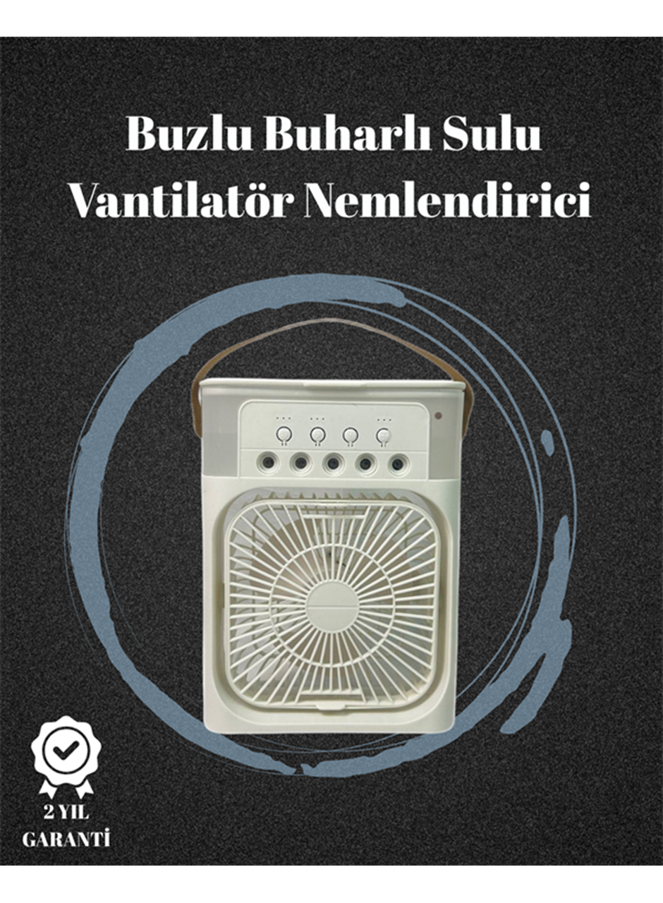 USB Bağlantılı 3'ü 1 Arada Nemlendirici Mini Klima Fan | 7 Renk Işıklı