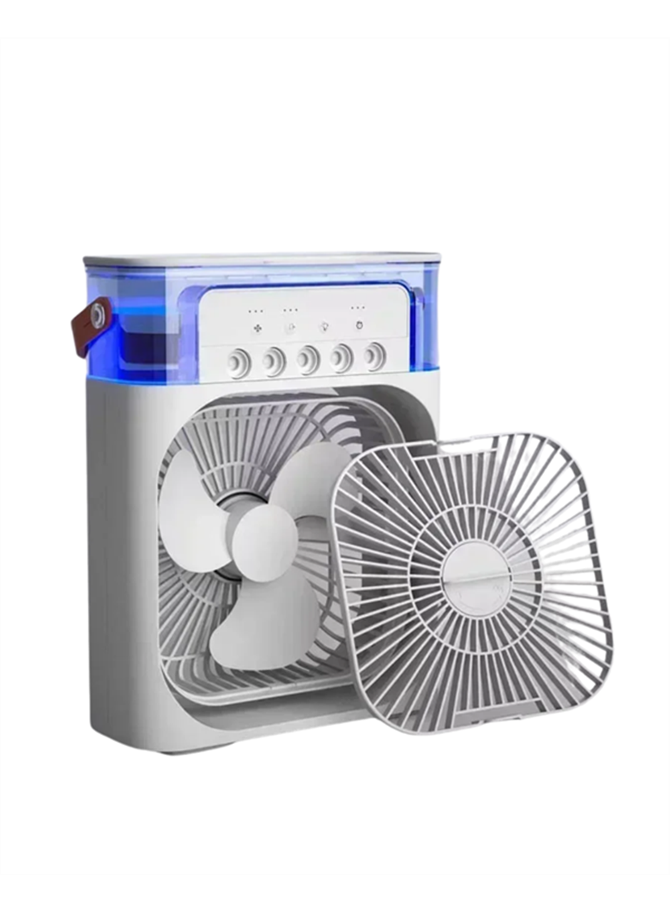 USB Bağlantılı 3'ü 1 Arada Nemlendirici Mini Klima Fan | 7 Renk Işıklı