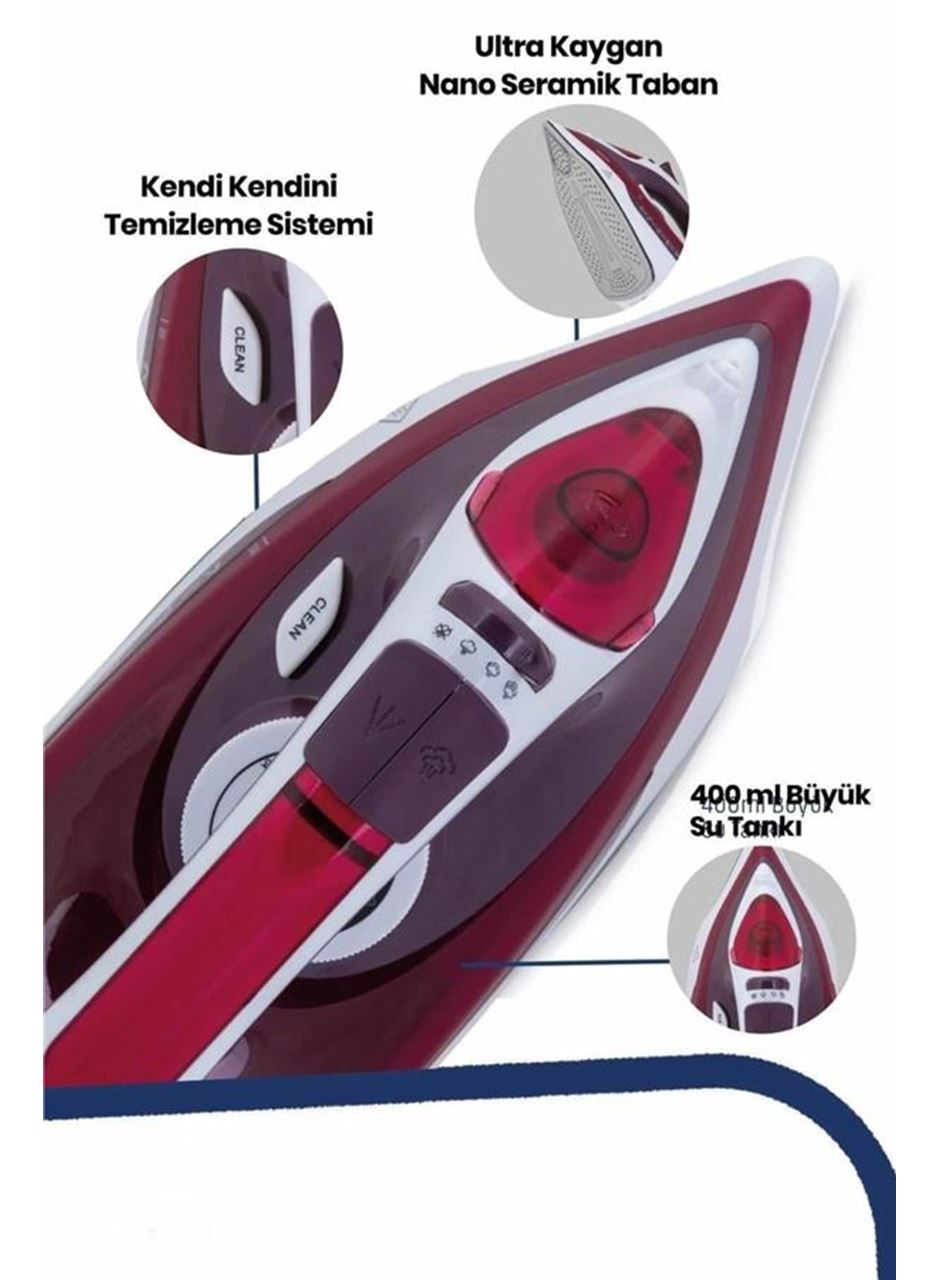 Buharlı Kablolu Ütü 2200 Watt Kireçlenme Önleyici Şok Buharlı