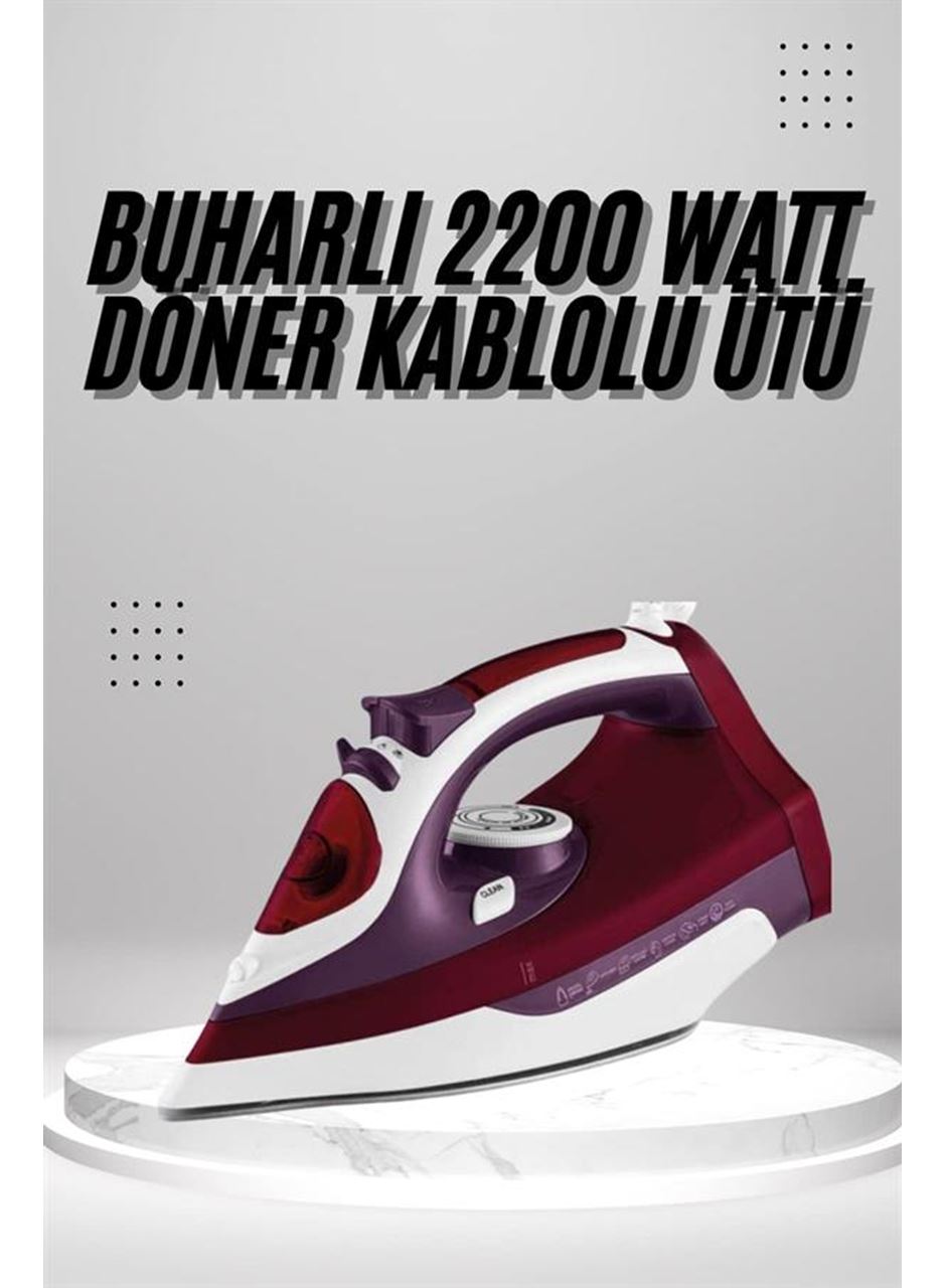 Seramik Tabanlı Kırmızı 2200 Watt Şok Buharlı Ütü