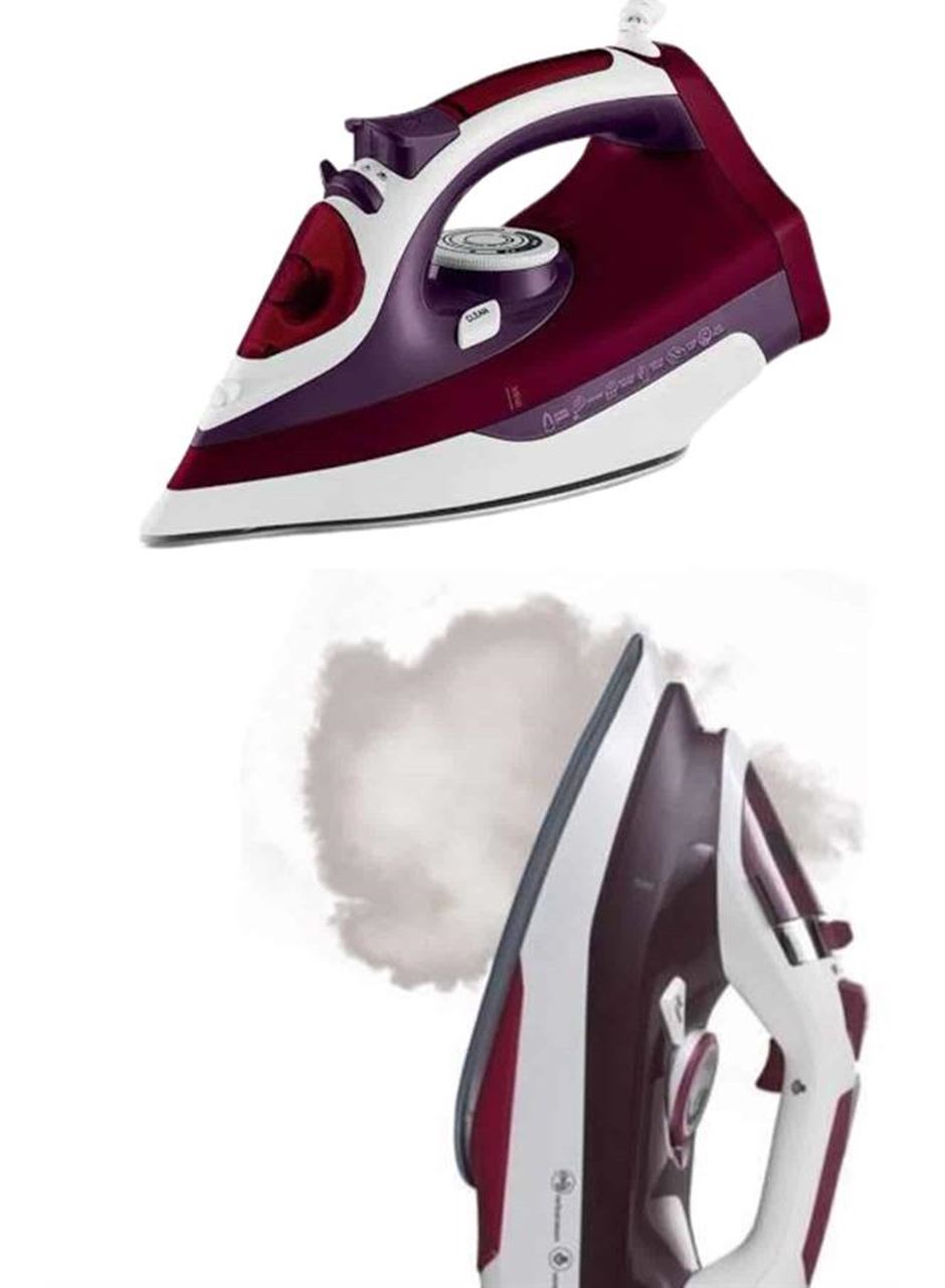 Yeni Nesil Kırmızı Buharlı Ütü 2200 Watt Seramik Tabanlı Yüksek Buhar Gücü