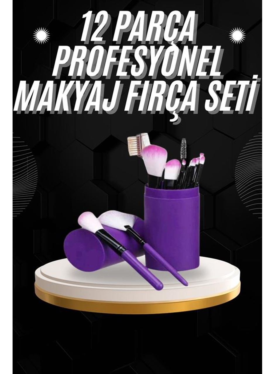 12 Parça Profesyonel Makyaj Fırçası Far Fırçası Allık Fırçası Yumuşak Kıllı