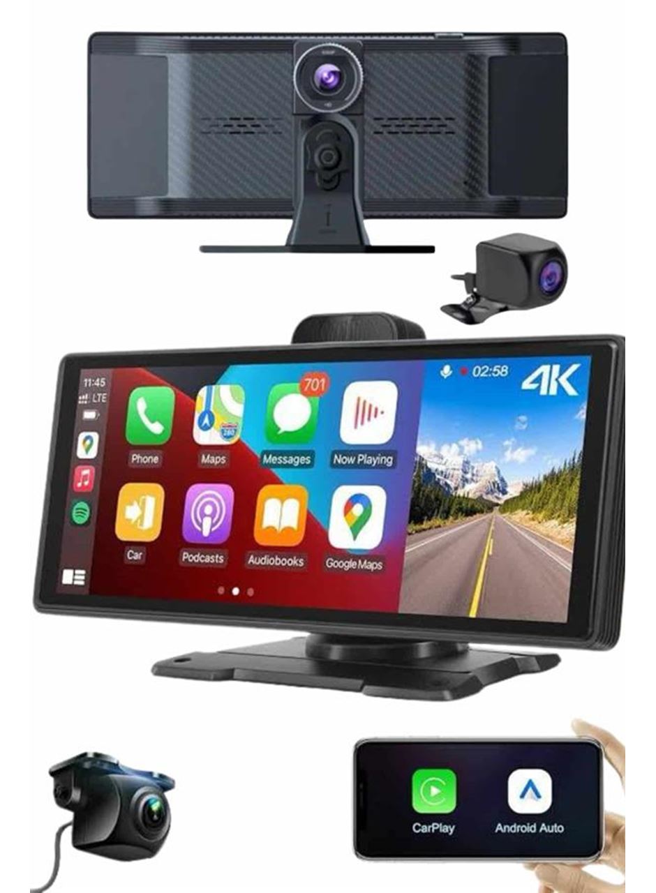 Android ve İOS Uyumlu Ön Arka Çift Kameralı Araç Ekranı Dokunmatik CarPlay