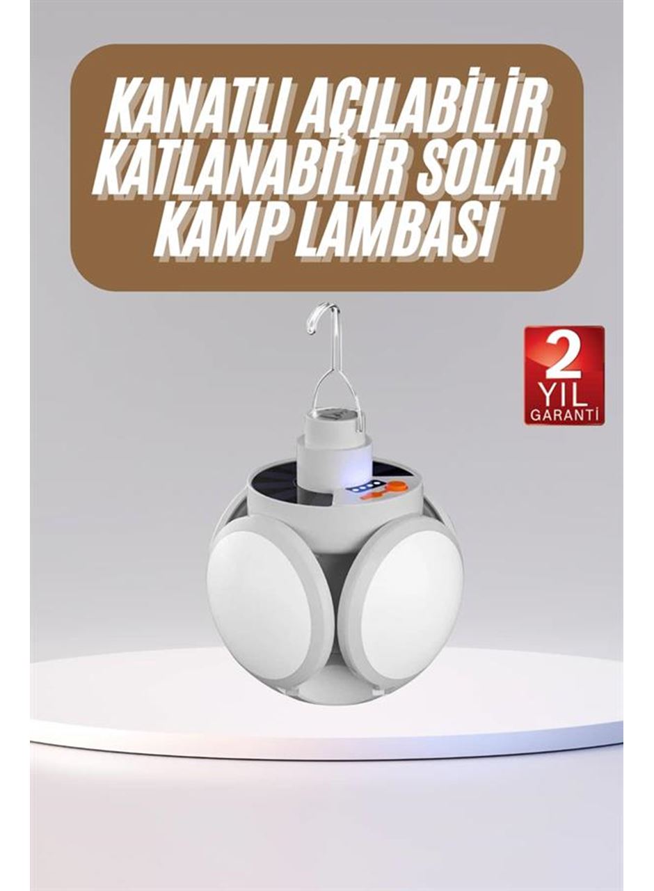 Katlanabilir Askılı Kamp Lambası 5 Kanatlı Pratik Güneş Enerjili