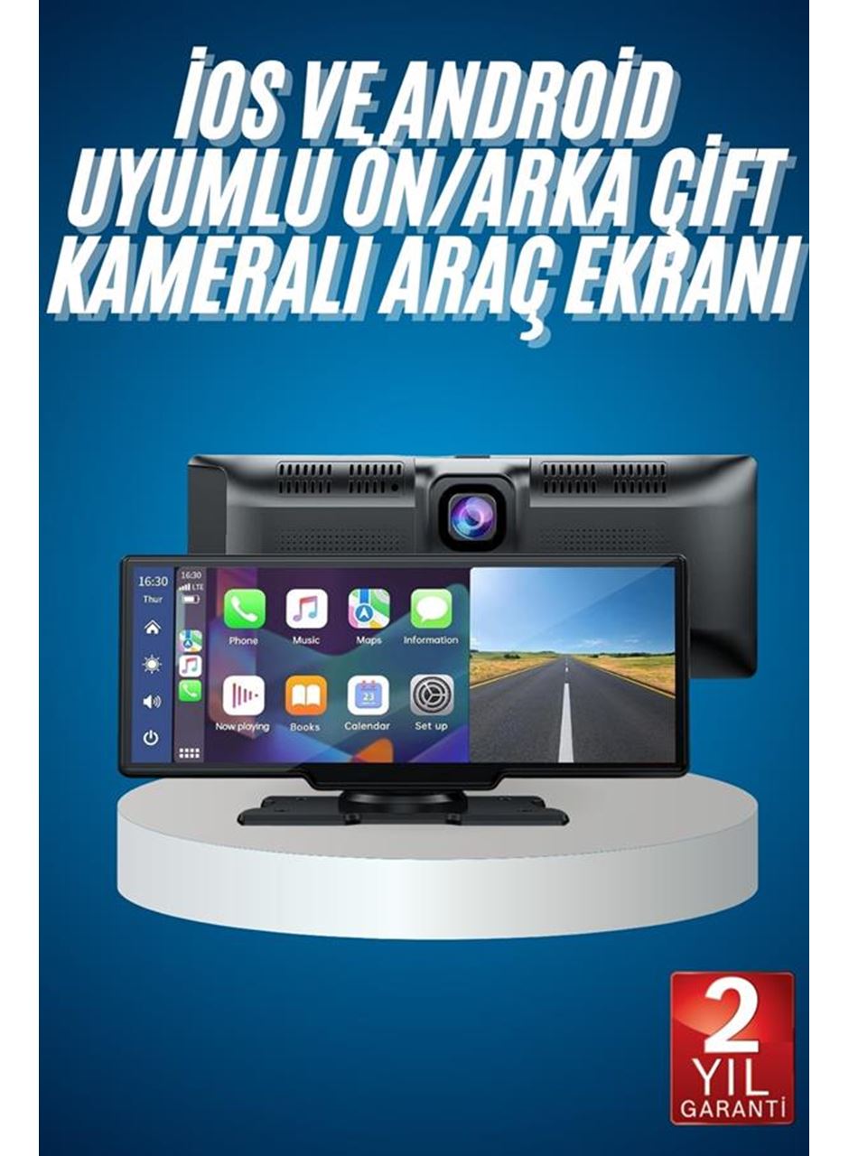 4K Ultra Araç İçi Ön ve Arka Kameralı Ekran HD 2 Kameralı Torpido Üstü Araç Multimedya