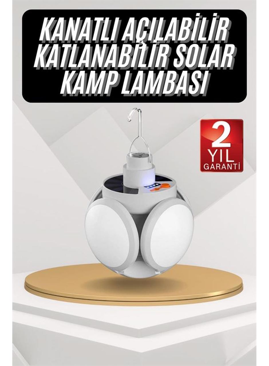 Kamp Lambası Güneş Enerjili Solar 5 Kanatlı Katlanır Lamba Karavan