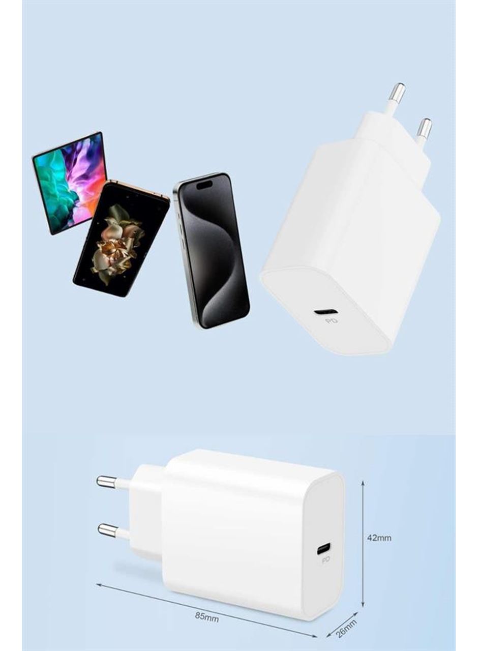 15/Pro/Pro Max 25W İOS Uyumlu Hızlı Şarj Aleti Adaptörlü Beyaz