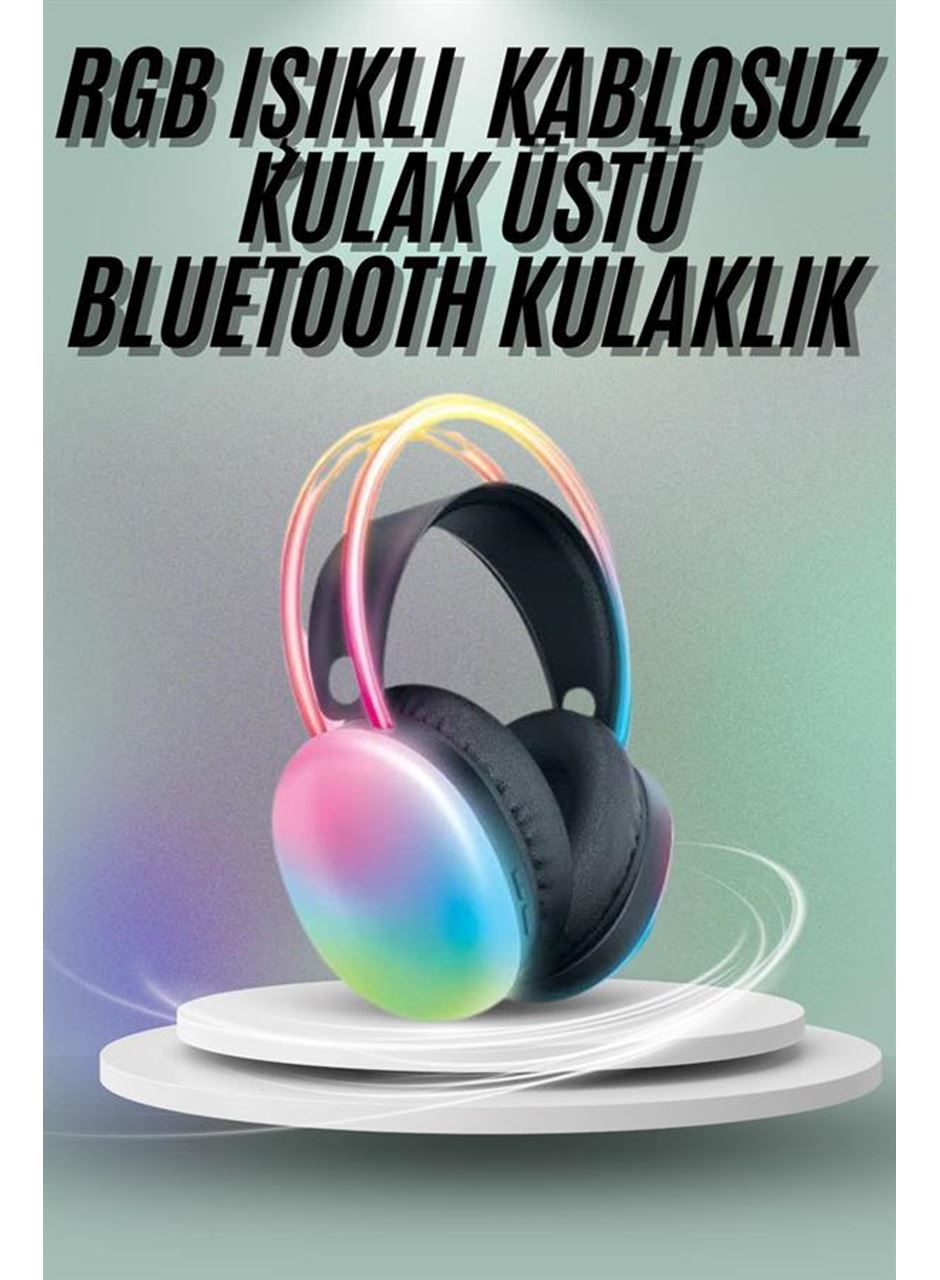 Kulak Üstü Kablosuz Bluetooth Kulaklık Unısex Renkli Işıklı Kulaklık