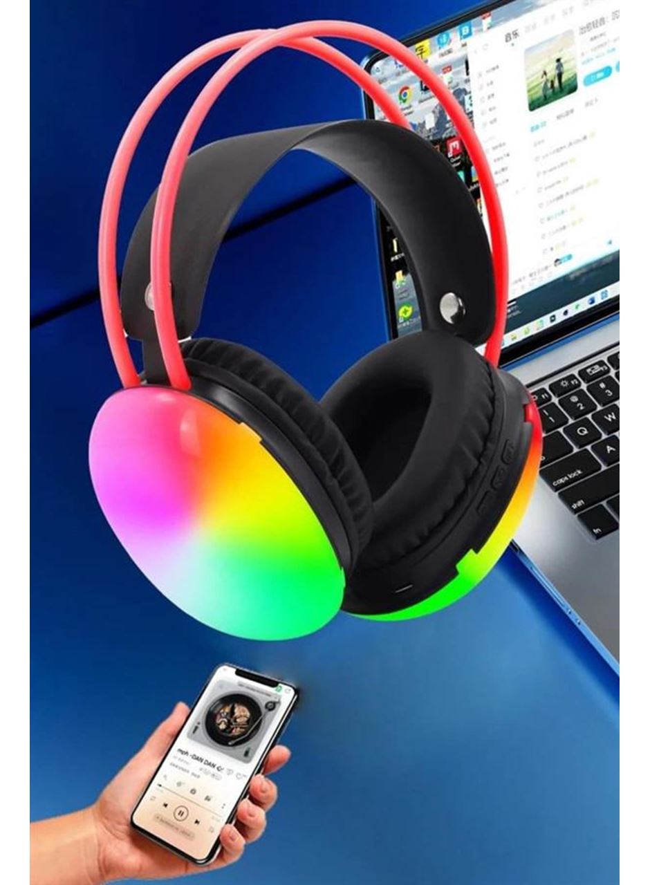 Kulak Üstü Kablosuz Bluetooth Kulaklık Unısex Renkli Işıklı Kulaklık