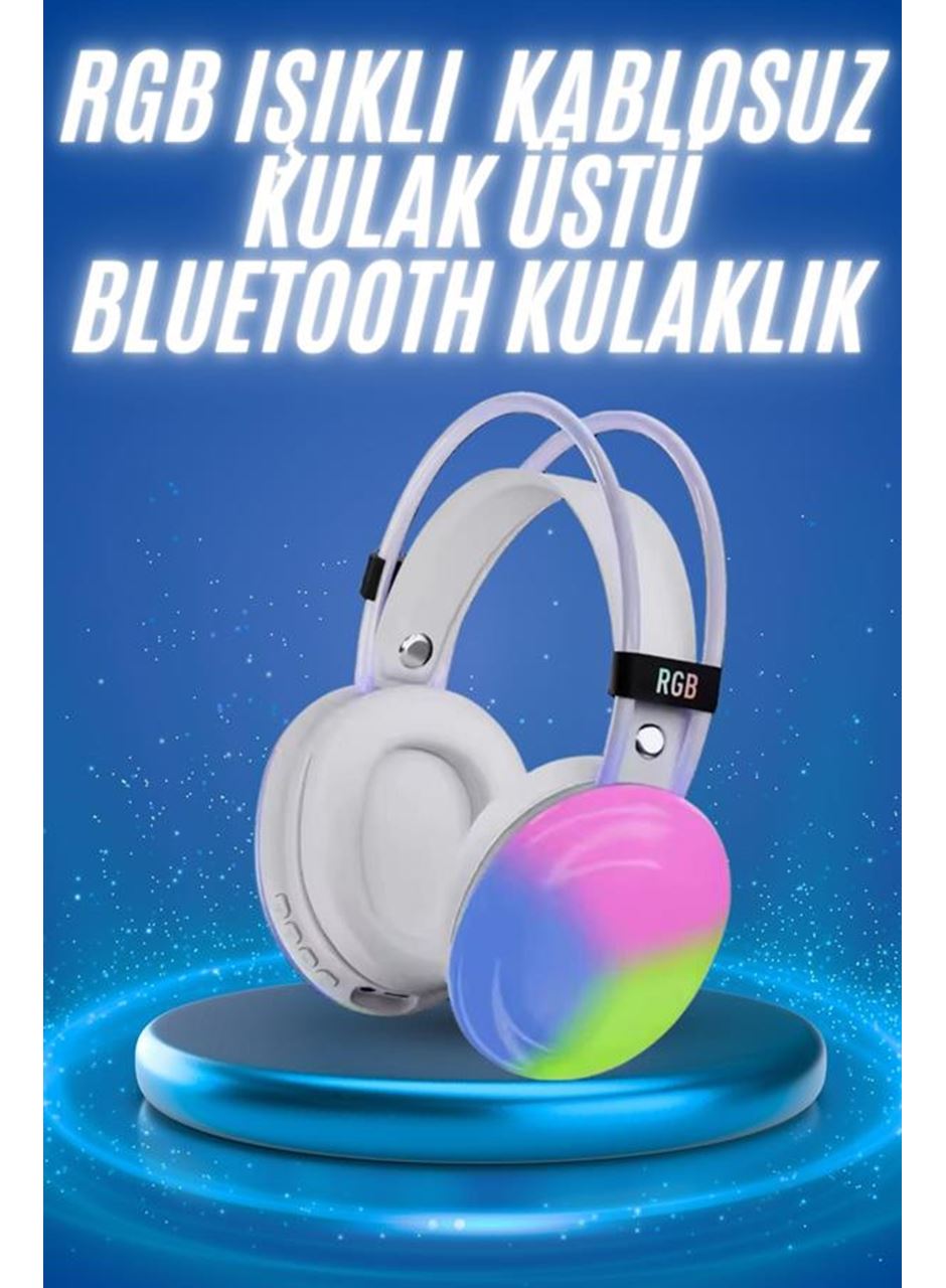 RGB Işıklı Yüksek Ses Kaliteli Kablosuz Kulak Üstü Bluetooth Kulaklık