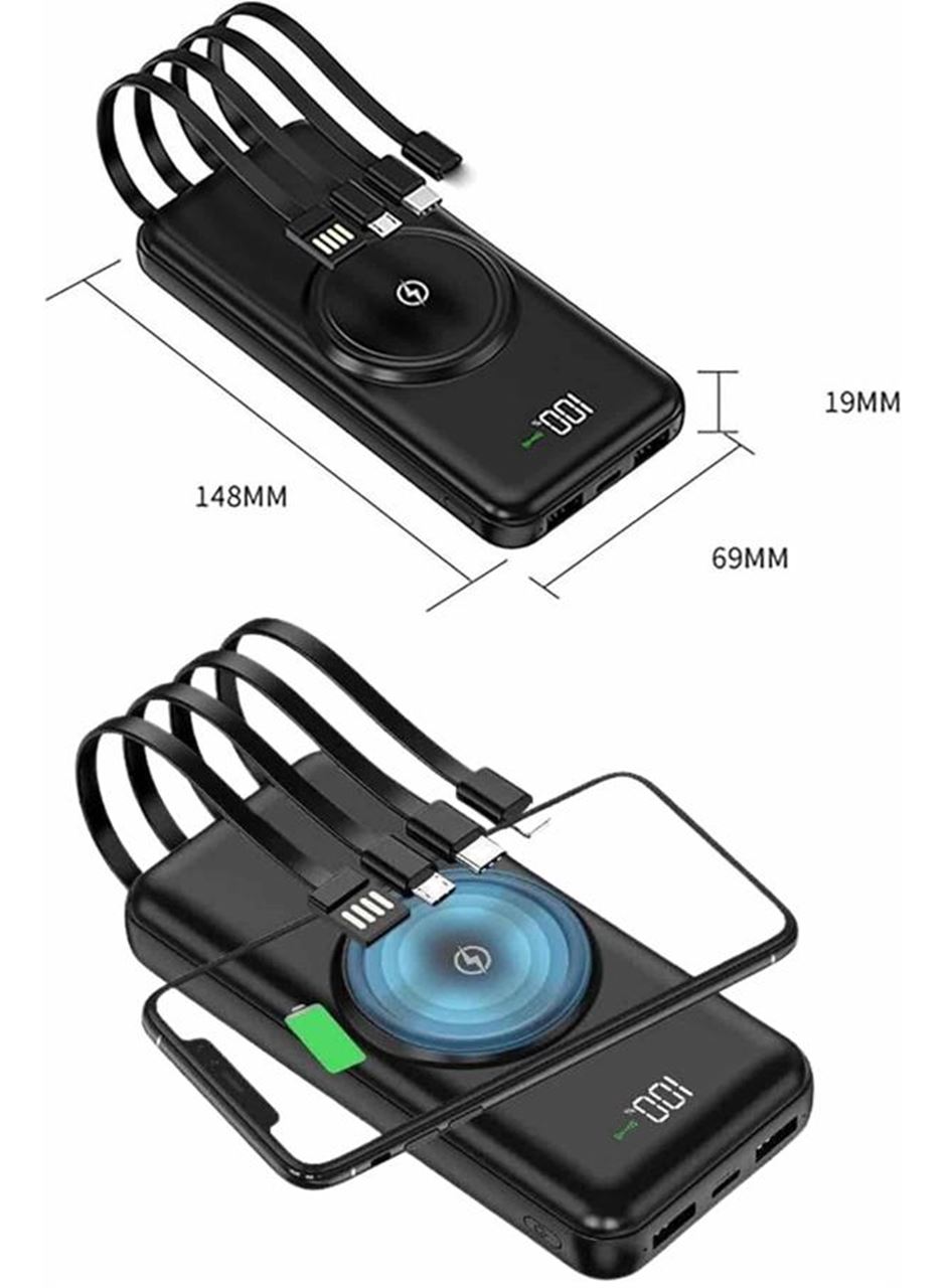 Wireless Powerbank 10000 Mah LED Ekranlı Dahili Kablolu Hızlı Şarj