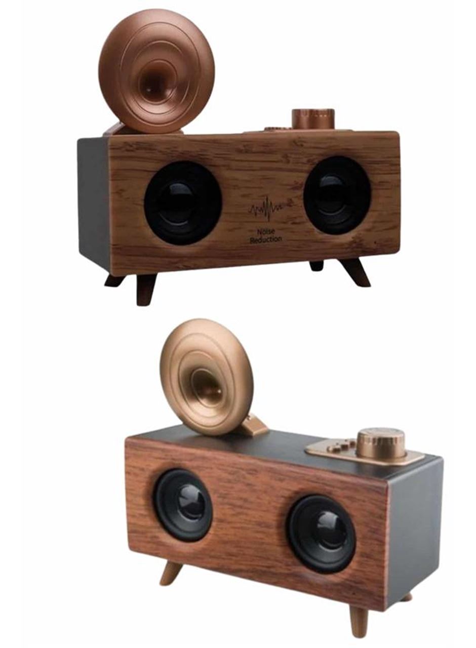 Bluetooth Nostalji Speaker Radyo Gramofon Ahşap Renk Vintage