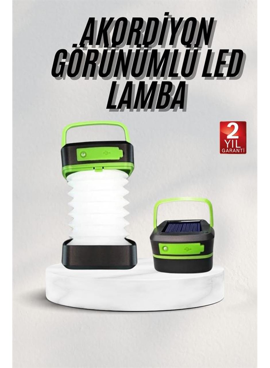 Katlanabilir Kamp Lambası Akordiyon Lamba Şarjlı 3 Kademeli Solar