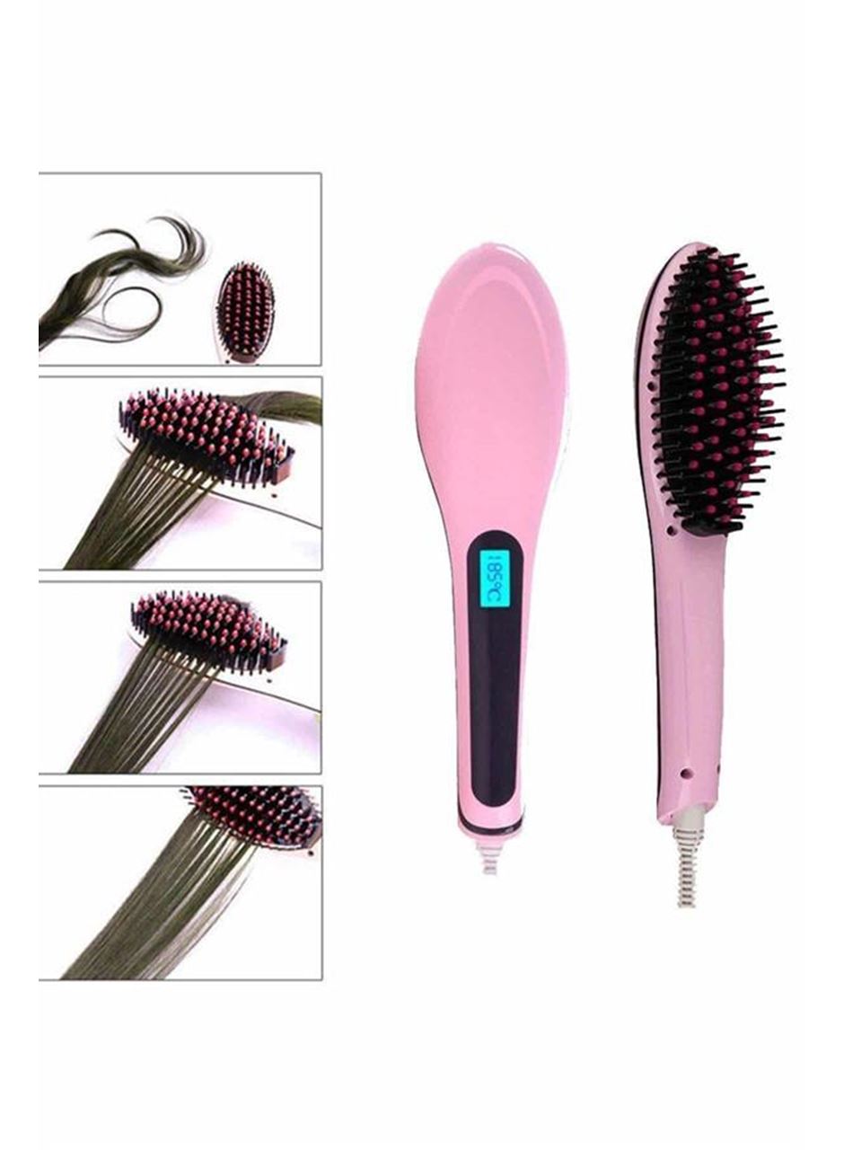 Elektrikli Saç Düzleştirici Tarak Saç Düzleştirici Fırça Sıkı Dişli Pembe