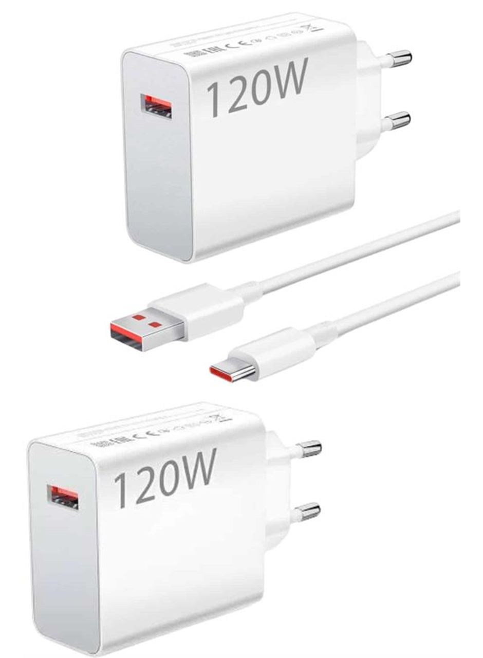 120 Watt Turbo Hızlı Şarj Aleti Seti Hızlı Şarj Adaptörü Beyaz