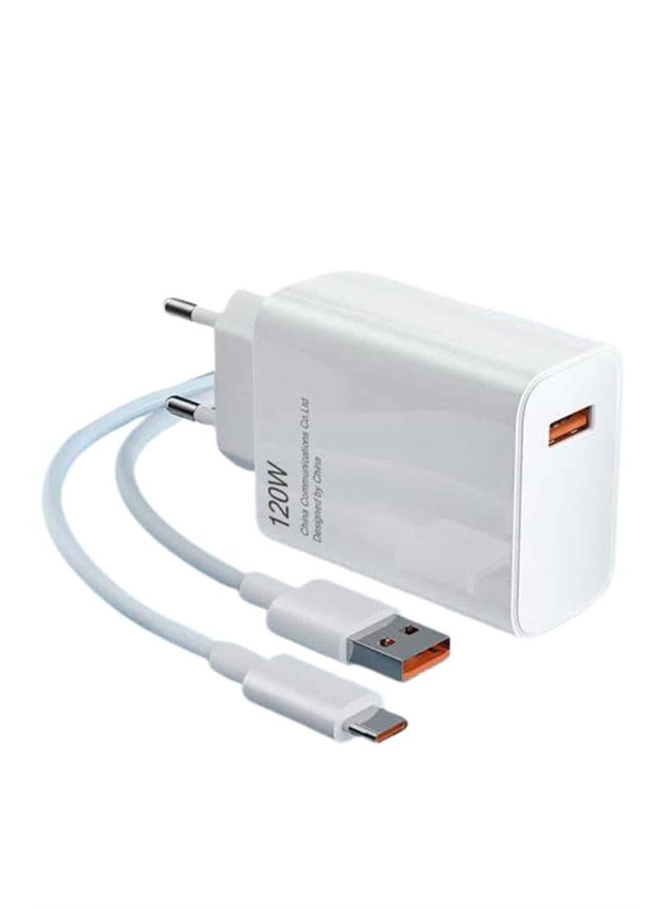 Type C Yüksek Hızlı Şarj Aleti Beyaz 120W Ultra Uzun Ömürlü