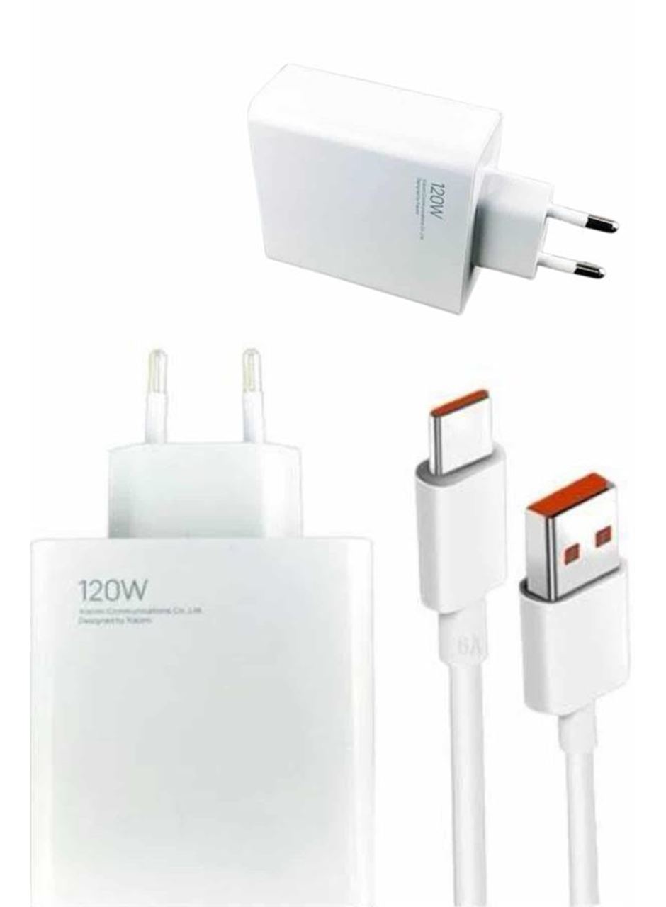 120W Şarj Aleti Hızlı Çift Turbo Şarj Aleti Seti Beyaz