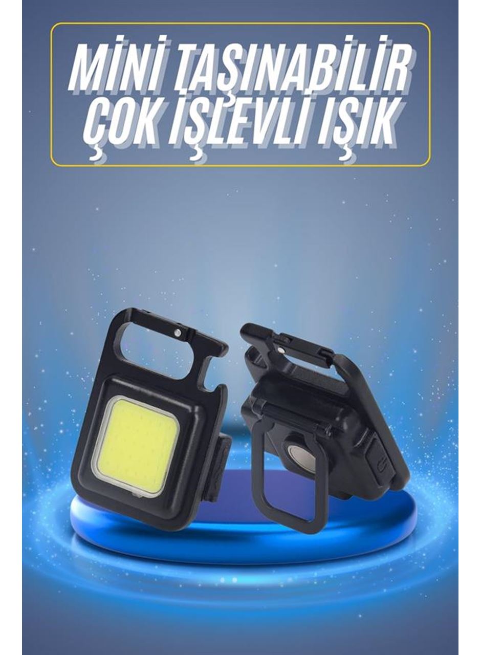 Kamp Çadır Lambası Şarjlı El Feneri Işıldak Anahtarlık Mini Mıknatıslı