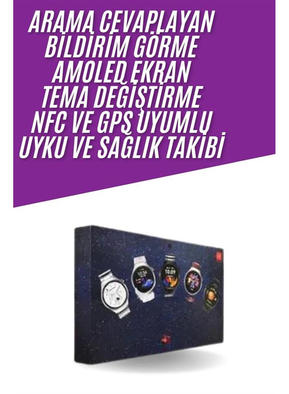 Unısex Yuvarlak Ekranlı 7 Kordonlu Akıllı Saat GPS Destekli Çoklu Kordon Seçeneği