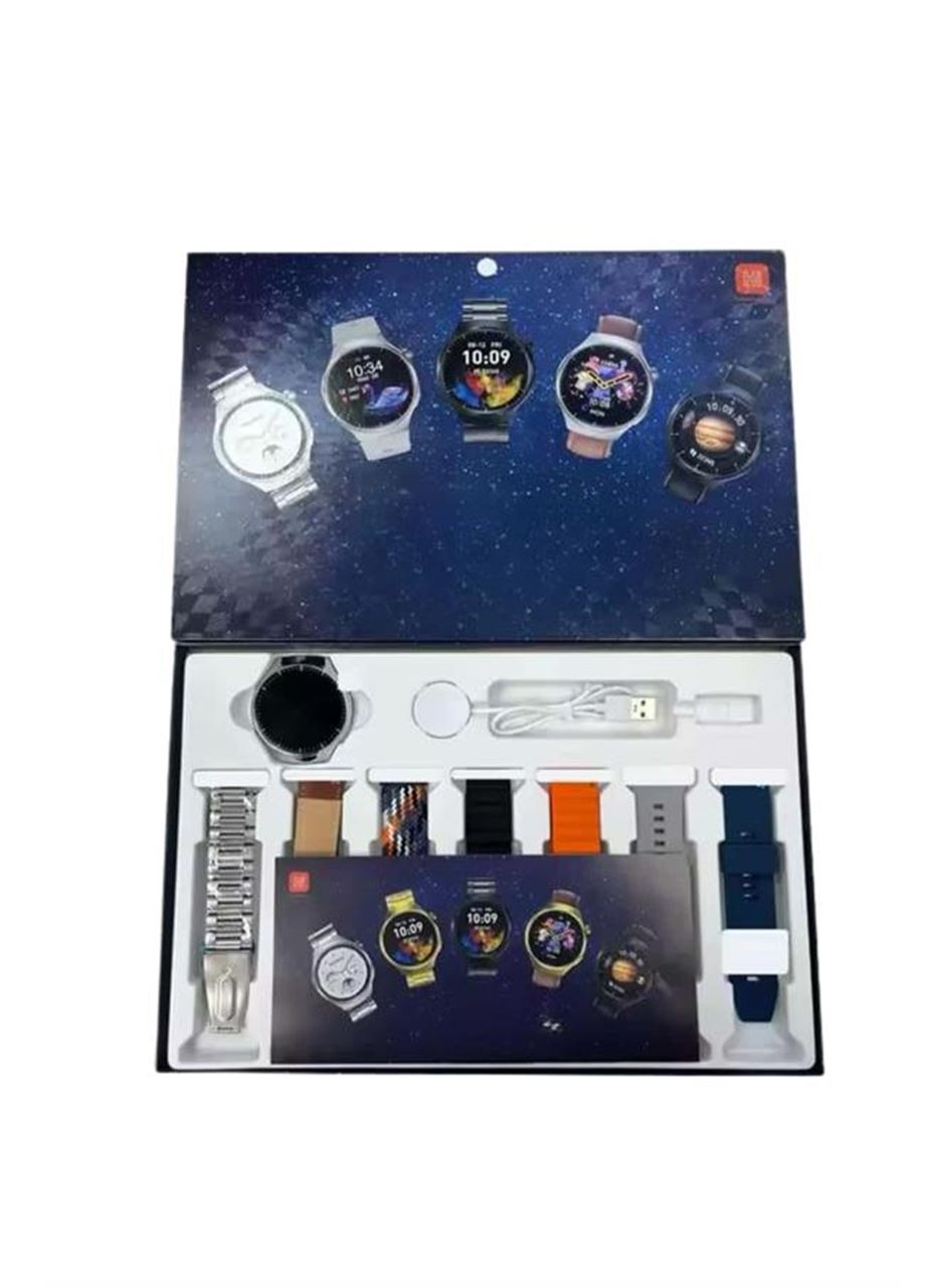 Unısex Yuvarlak Ekranlı 7 Kordonlu Akıllı Saat GPS Destekli Çoklu Kordon Seçeneği