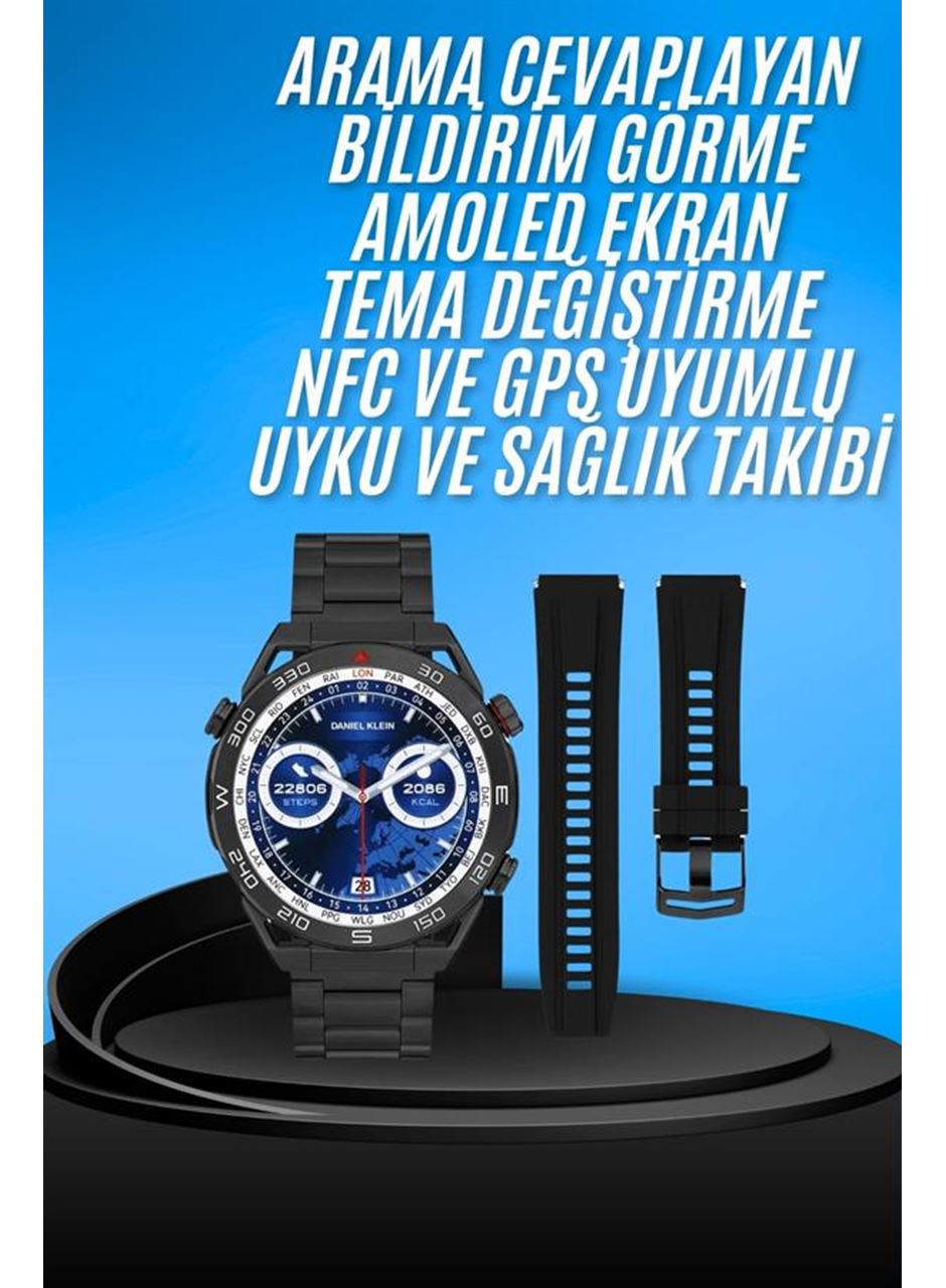 Akıllı Saat Çelik Kordonlu Amoled Ekran Android ve İOS Uyumlu Çağrı Cevaplayabilen