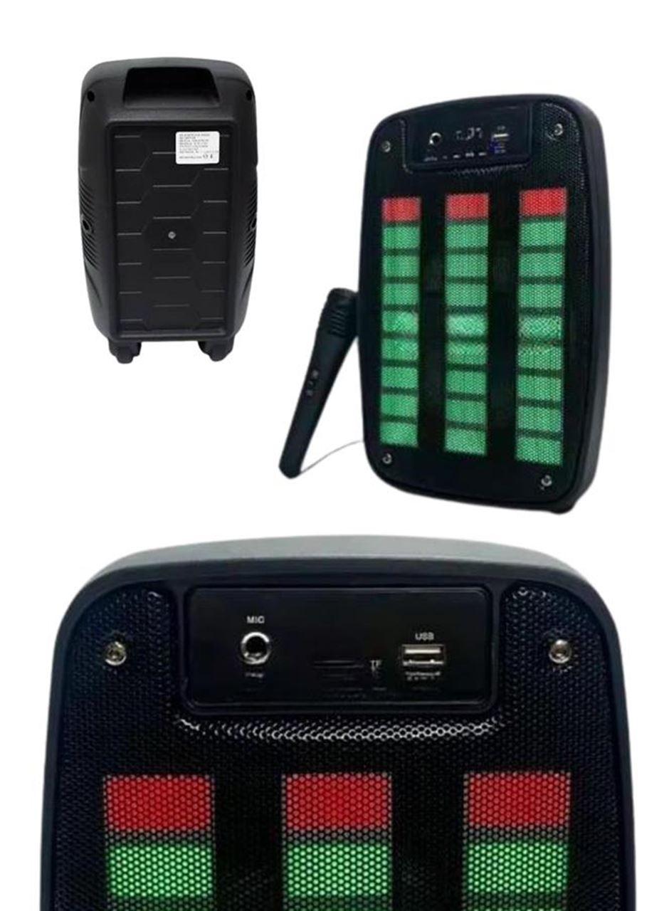 Taşınabilir 6.5 inç LED Bluetooth Kareoke Hoparlör RGB Işıklı Radyolu