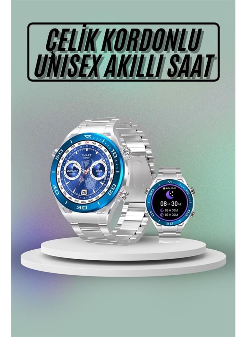 Akıllı Saat Çelik Kordonlu Amoled Ekran Android ve İOS Uyumlu Çağrı Cevaplayabilen