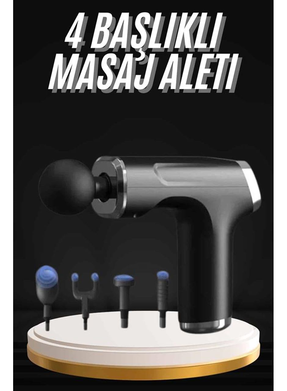 Şarjlı Masaj Tabancası 4 Başlıklı Mini Masaj Tabancası ve Masaj Aleti