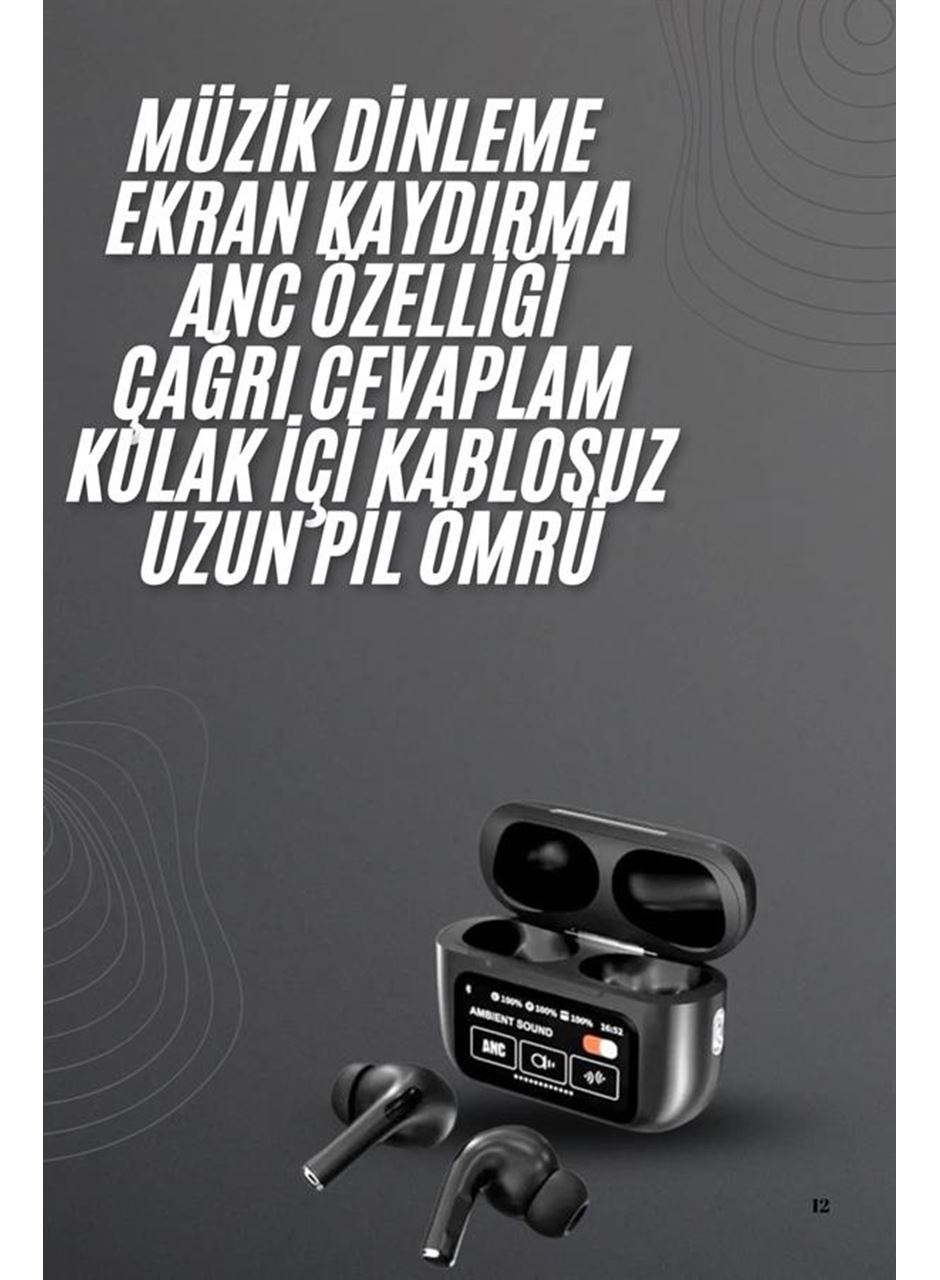 Kulak İçi Bluetooth Kulaklık Ekranlı Müzik Dinleme Çağrı Cevaplama Siyah