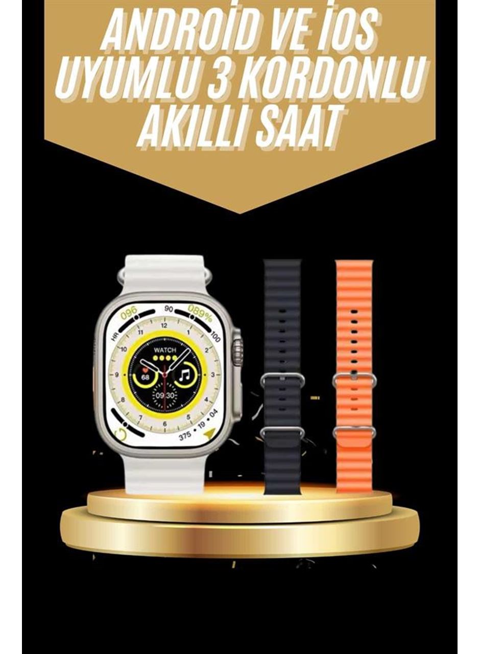 Yeni Nesil 3 Kordonlu Kol Saati 49 MM Amoled Ekran Akıllı Saat