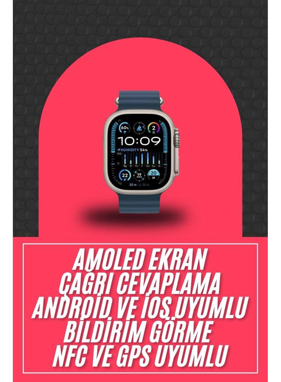 49mm Akıllı Saat Amoled Ekranlı Kadın Erkek Kol Saati Plastik Kordon