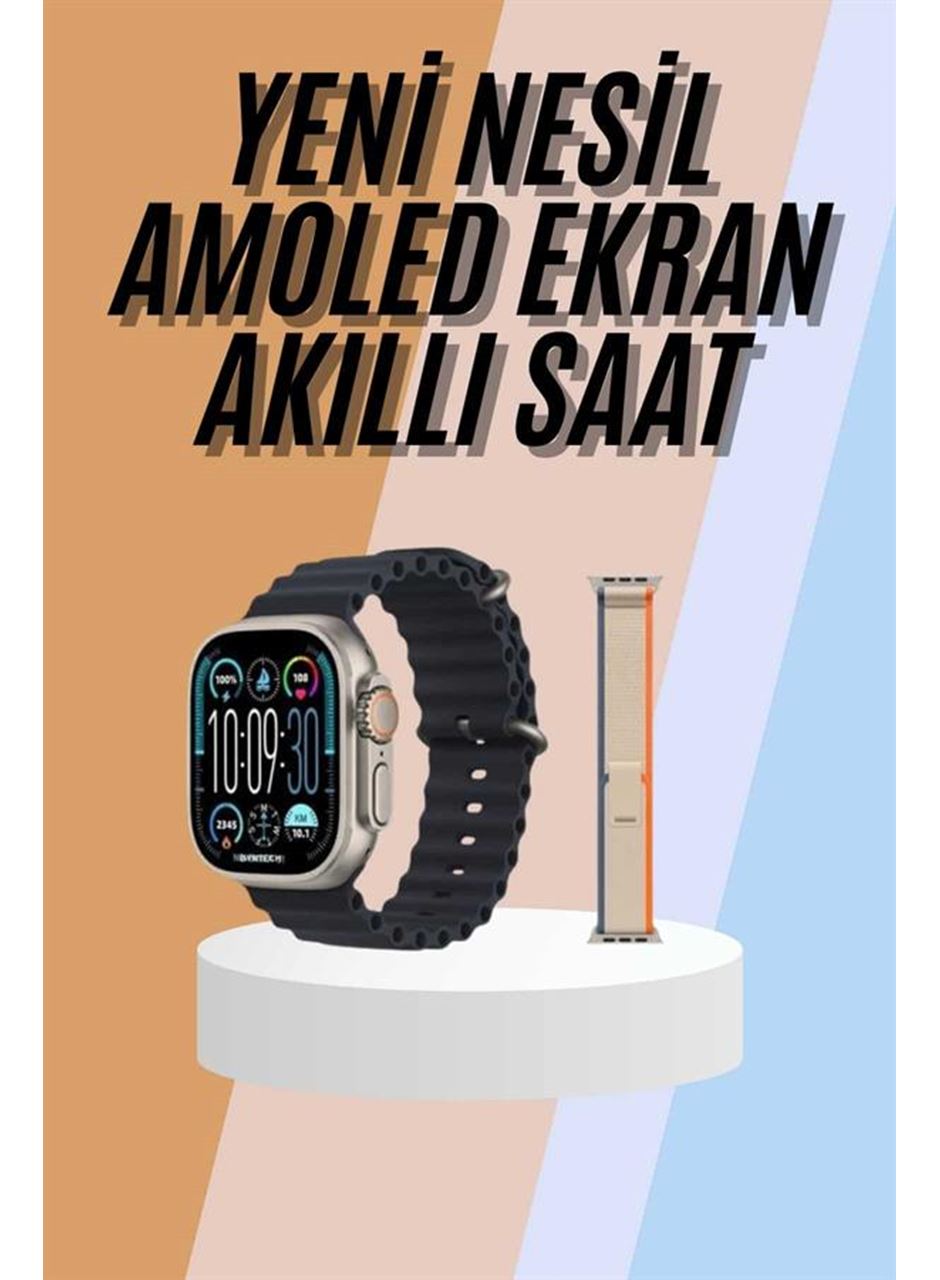 49mm Akıllı Saat Amoled Ekranlı Kadın Erkek Kol Saati Plastik Kordon