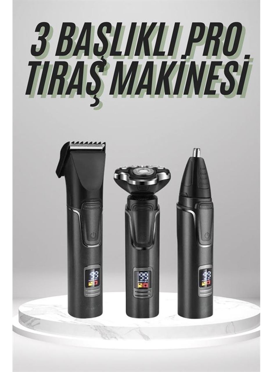 Dijital Göstergeli 3 Başlıklı Tıraş Makinesi Islak Kuru Lazer Öncesi Günlük