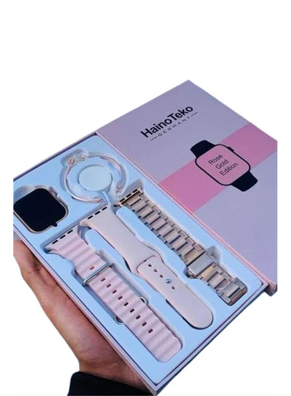 Akıllı Saat 3 Kordonlu Ve Aksesuarlı Bayanlar Için Şık Rose renk