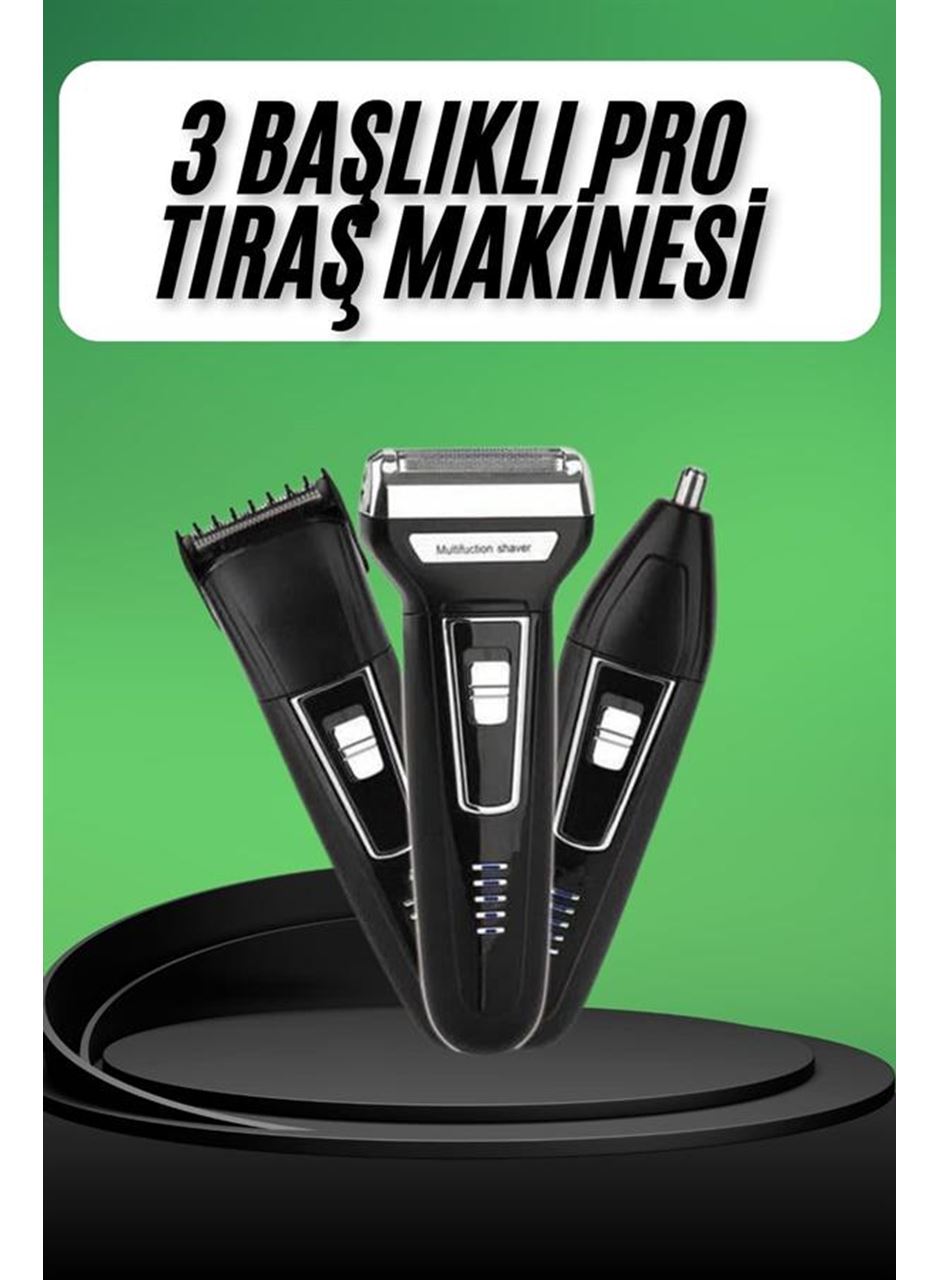 Tıraş Makinesi 3 Başlıklı T Başlıklı Hassas Ciltlere Özel Saç Sakal Vücut Kulak ve Burun