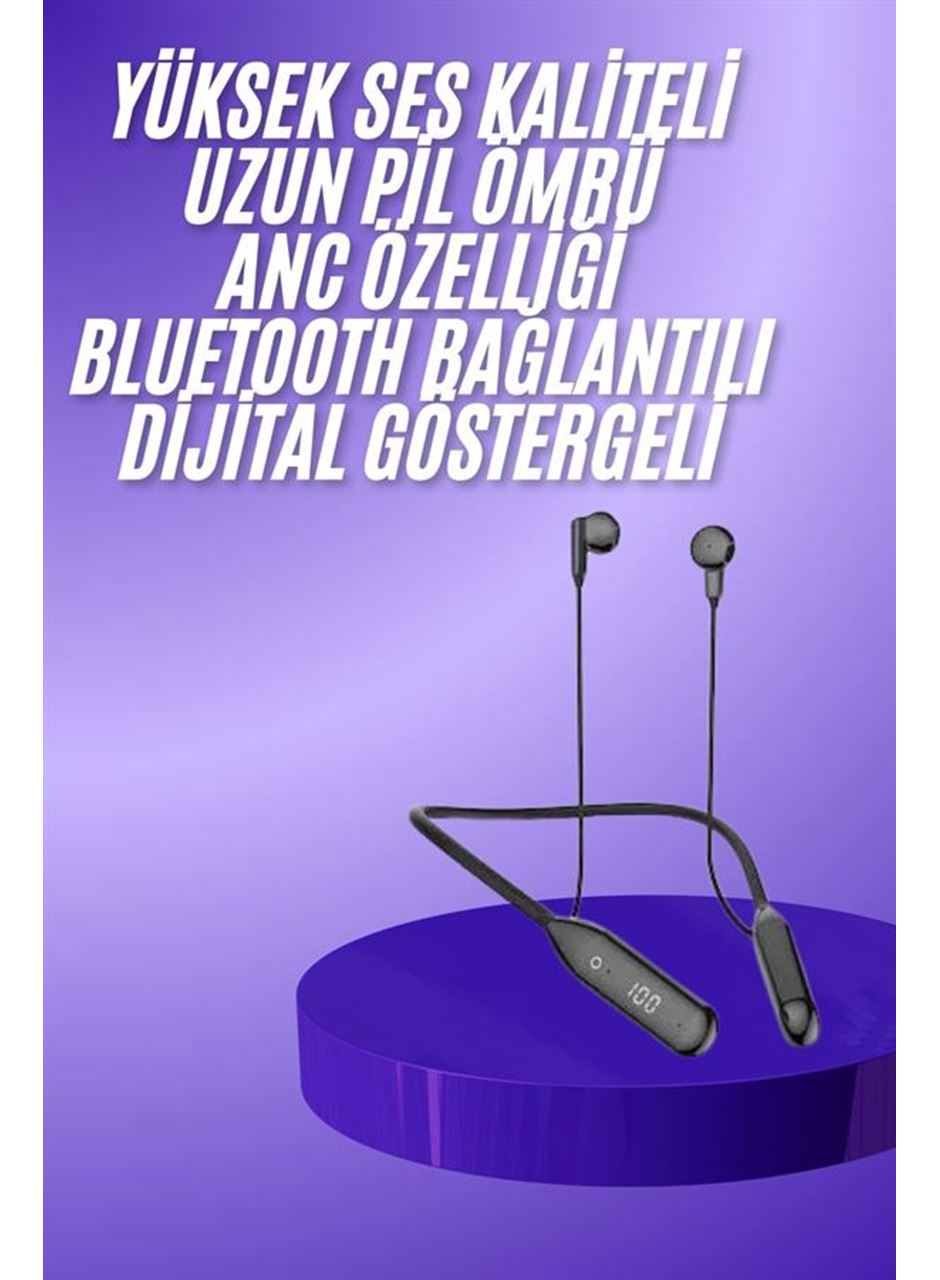 60 Saat Kablolu Boyun Askılı Dijital Göstergeli Bluetooth Kulaklığı