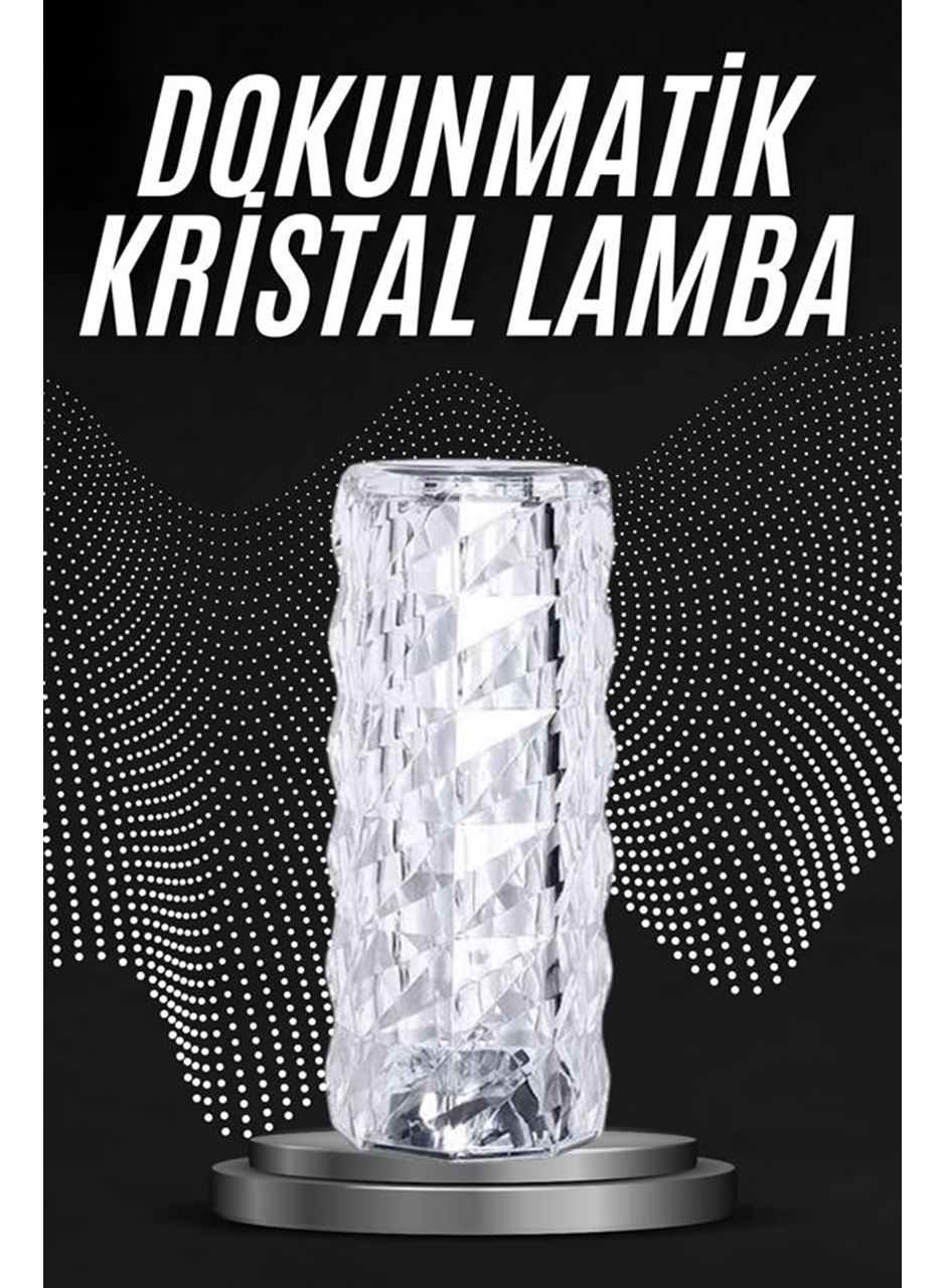 Kristal Lamba Masa Lambası Şarjlı Masa Lambası Dokunmatik Sensör Usb Şarjlı