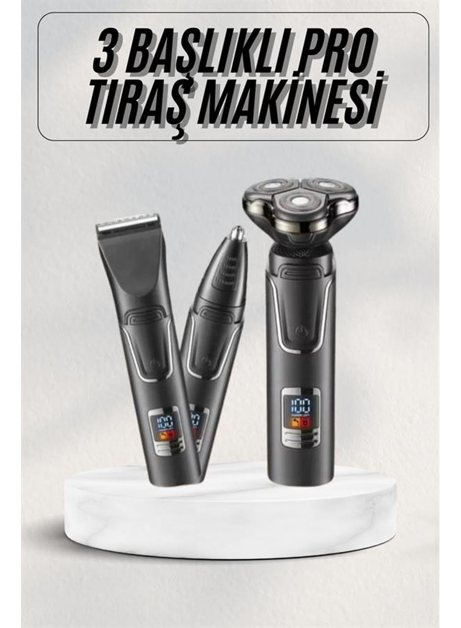 Yüksek Performanslı 3 Başlıklı Profesyonel Şarjlı Islak ve Kuru Kullanıma Uygun
